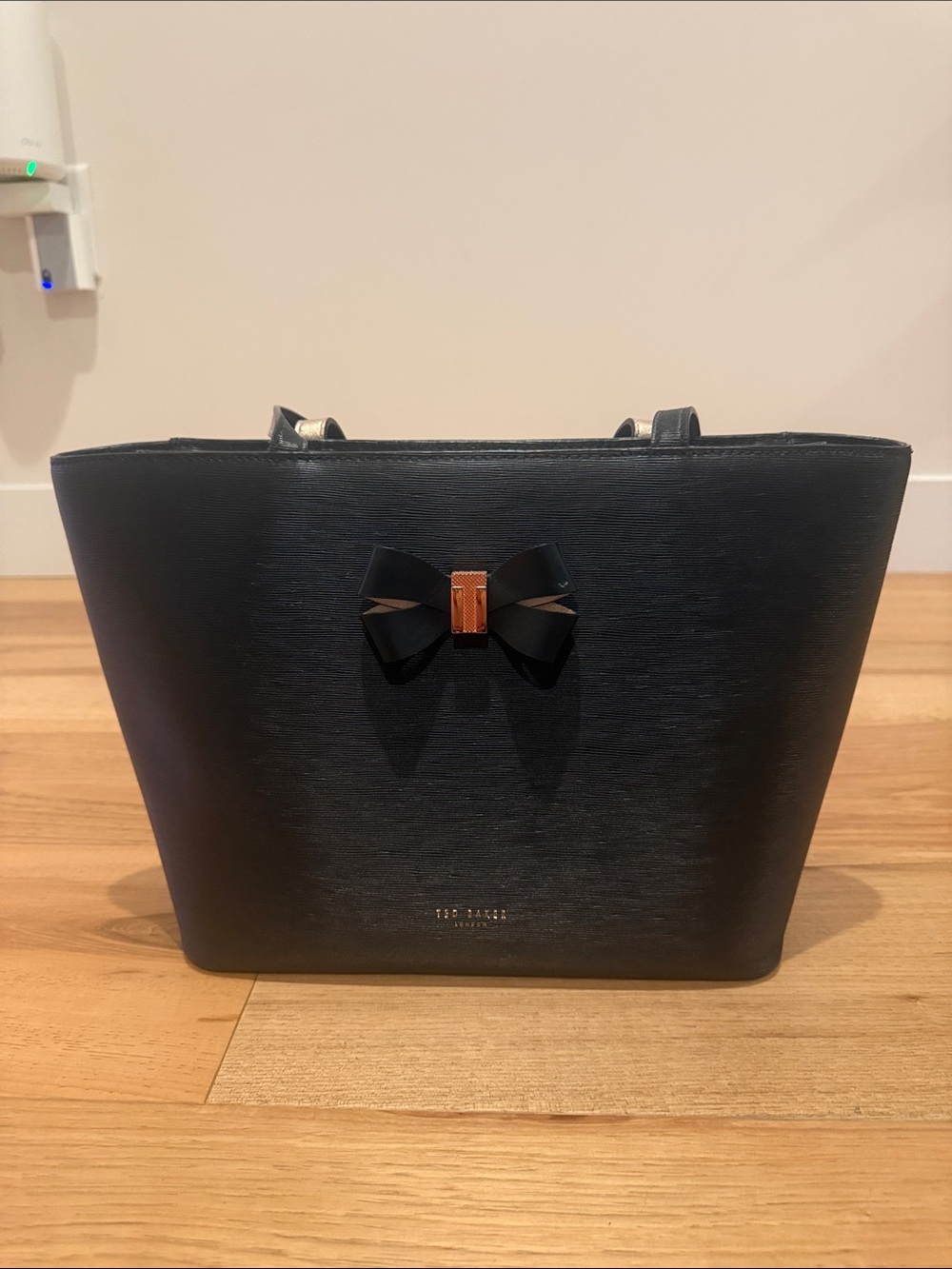 Ted Baker Black Tote with Bow and Gold Accent